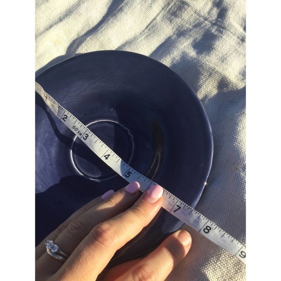 Pottery Barn saucer only 7” dark blue tea cup boho ceramic pottery hand painted - Picture 4 of 7